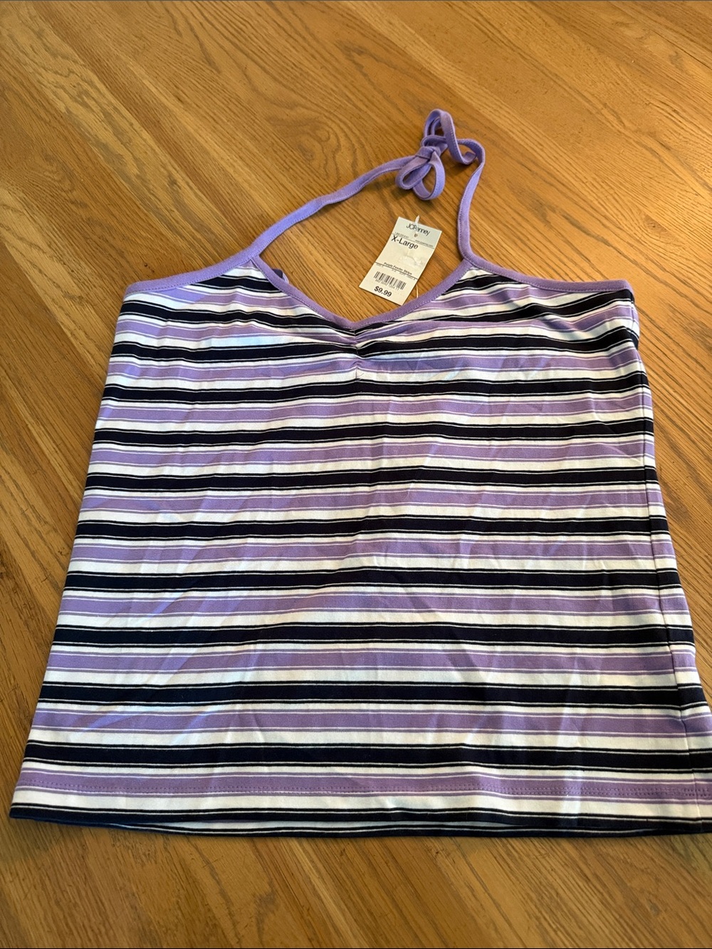 jcpenney Lavender, White & Black Striped Halter Tank